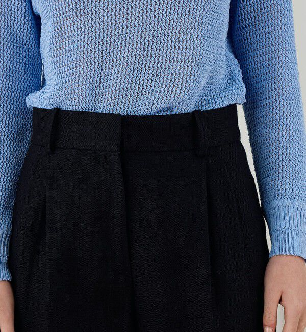 DES PRES「ウェットリネン タックワイドパンツ」|スラックス|