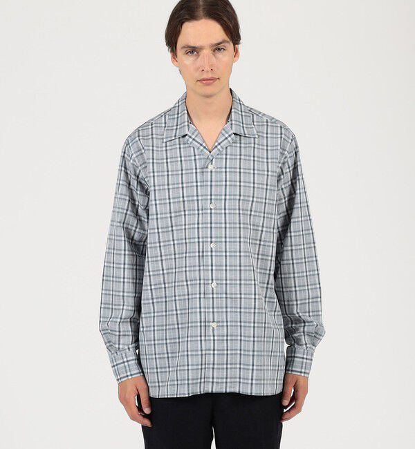 TOMORROWLAND MENS「コットンリネン オープンカラーロングスリーブ チェックシャツ ALUMO」|シャツ・ブラウス|