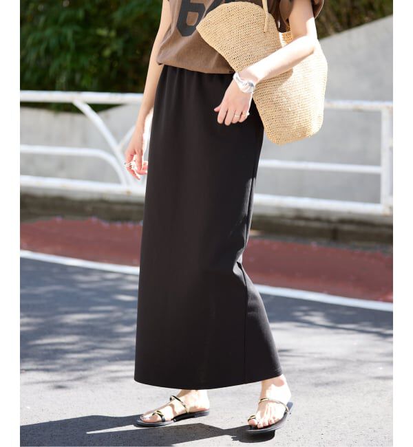 SLOBE IENA「カットリーンスカート」|スカート|ブラック