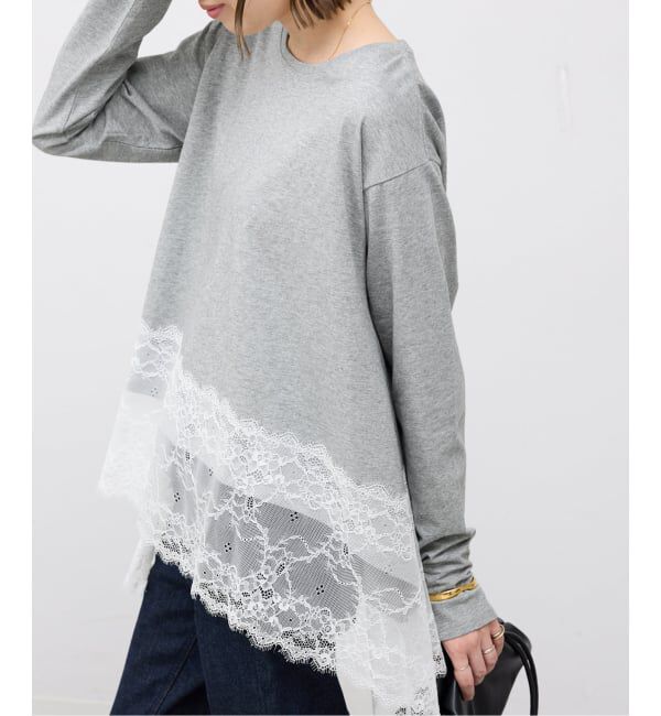 SLOBE IENA「《追加》レースコンビカットソー2」|Tシャツ・カットソー|グレーA