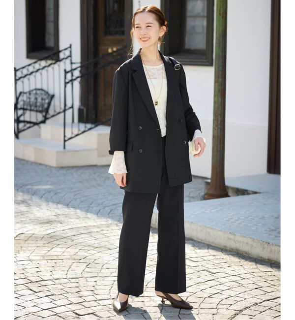 SLOBE IENA「《セットアップ対応可/WEB限定/追加4》ウォッシャブルツイルダブルジャケット」|テーラードジャケット|