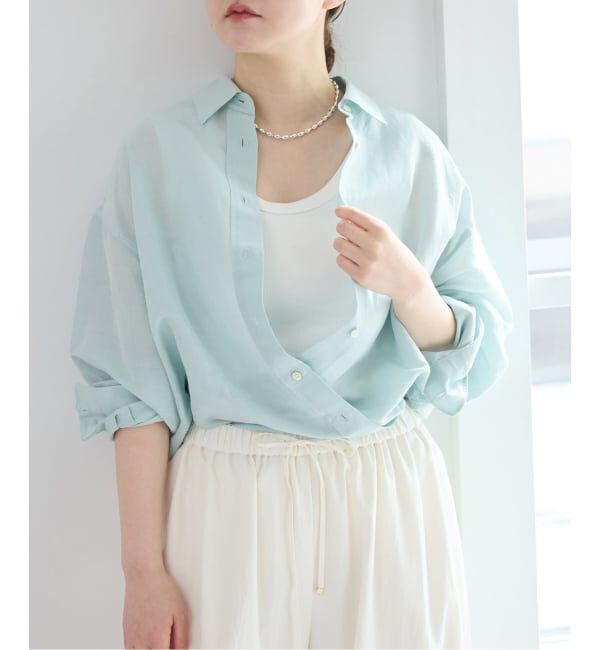 IENA「《追加予約》ラミーリヨセル2wayシャツ」|シャツ・ブラウス|グリーン B