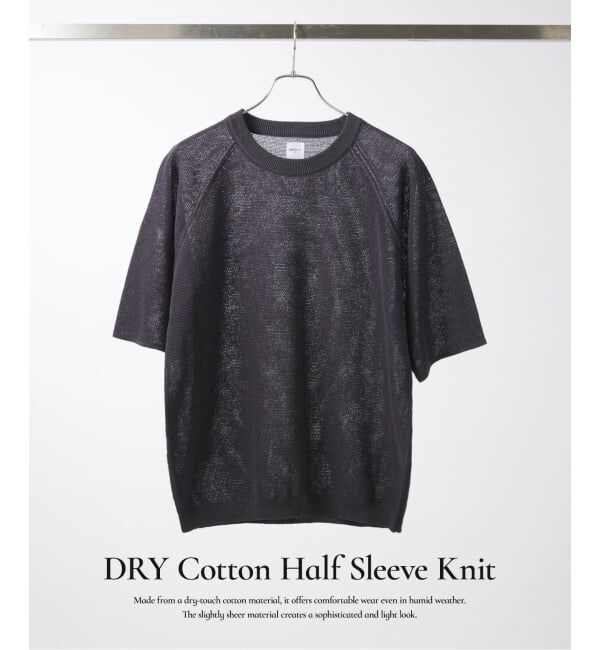 EDIFICE「ドライコットン ハーフスリーブ ニット」|Tシャツ・カットソー|ブラック A