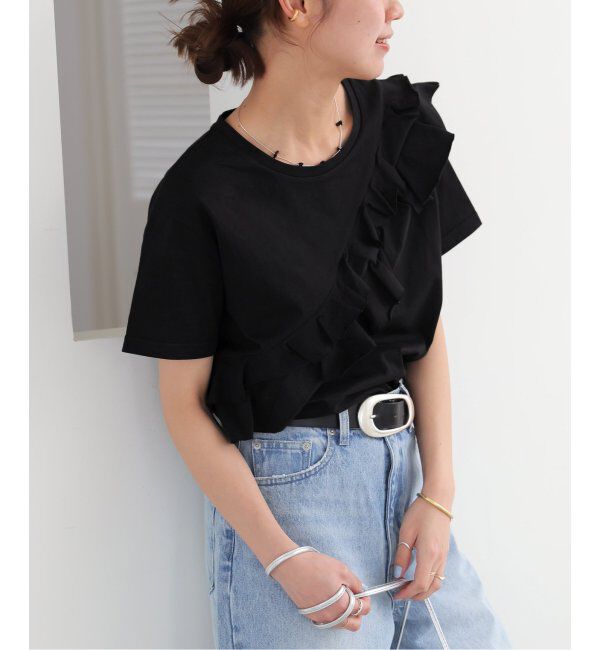 JOURNAL STANDARD relume「《追加》アシンメトリーフリルTEE」|Tシャツ・カットソー|ブラック