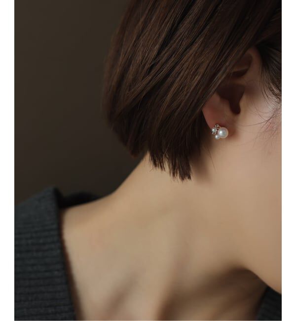 Lilas by Spick&Span「6mmパール*ホワイトトパーズピアス K10（両耳）」|ピアス|ゴールド