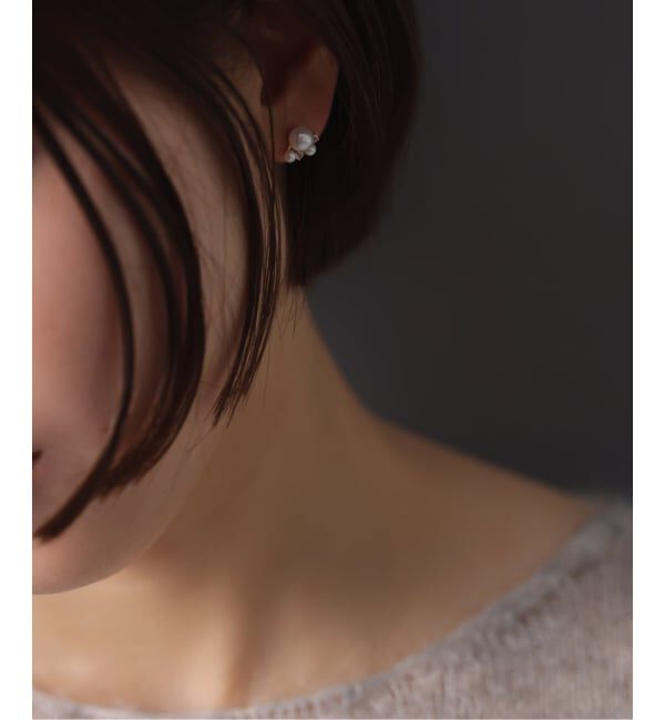 Lilas by Spick&Span「6mmパール*ホワイトトパーズピアス K10（両耳）」|ピアス|