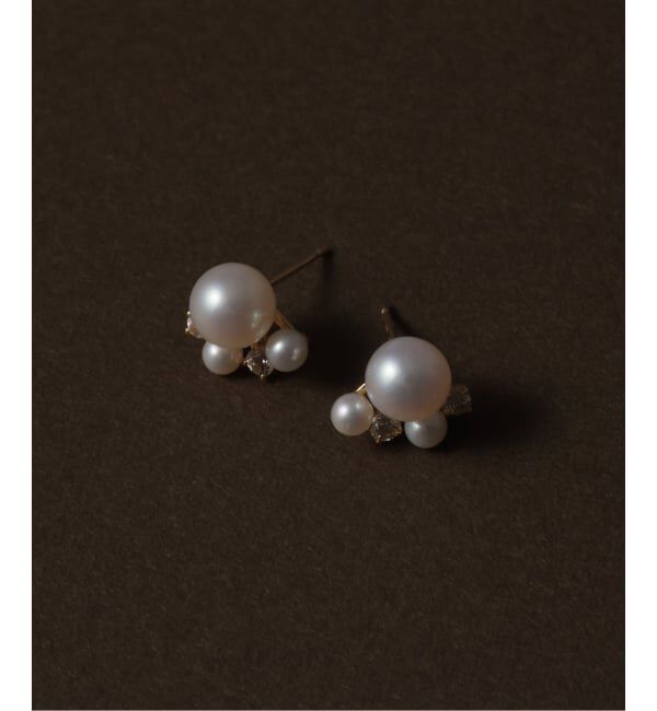 Lilas by Spick&Span「6mmパール*ホワイトトパーズピアス K10（両耳）」|ピアス|