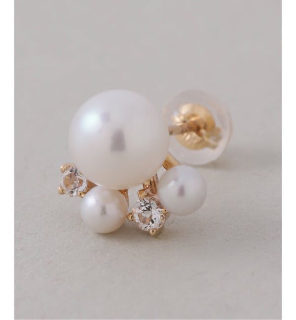 Lilas by Spick&Span「6mmパール*ホワイトトパーズピアス K10（両耳）」|ピアス|