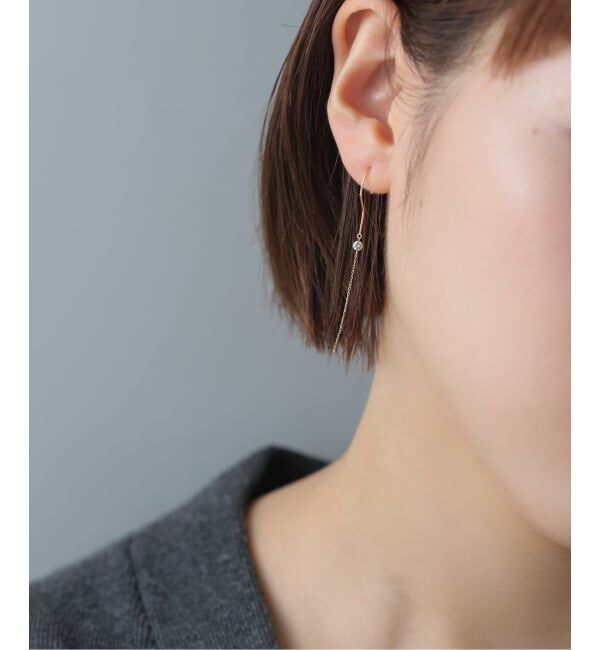 Lilas by Spick&Span「ホールダイヤ1pチェーンフックピアス K18（両耳）」|ピアス|ゴールド