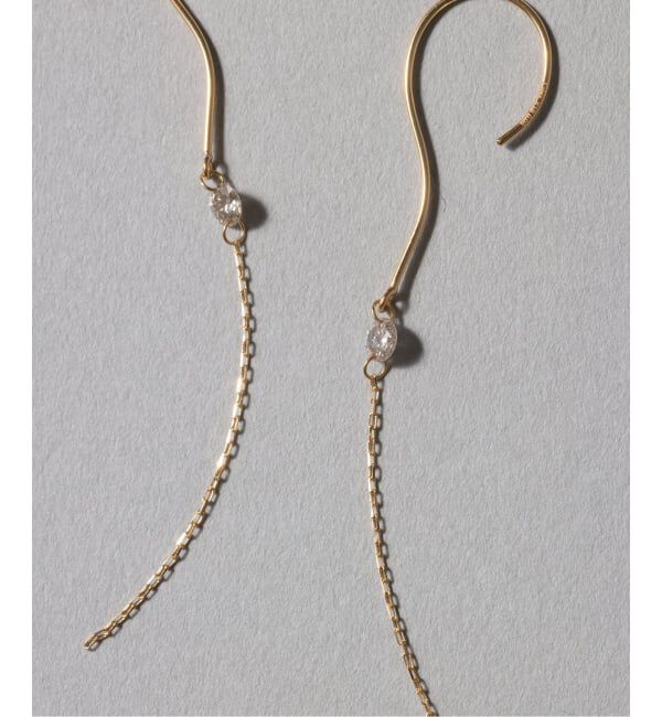 Lilas by Spick&Span「ホールダイヤ1pチェーンフックピアス K18（両耳）」|ピアス|