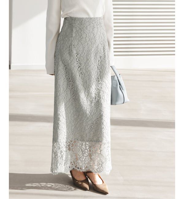 NOBLE「《WEB＆一部店舗限定・追加》リバーレースIラインスカート」|スカート|