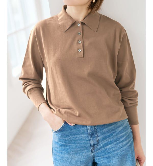 Spick and Span「Emil cotoni ポロシャツニット」|ニット・セーター|キャメル