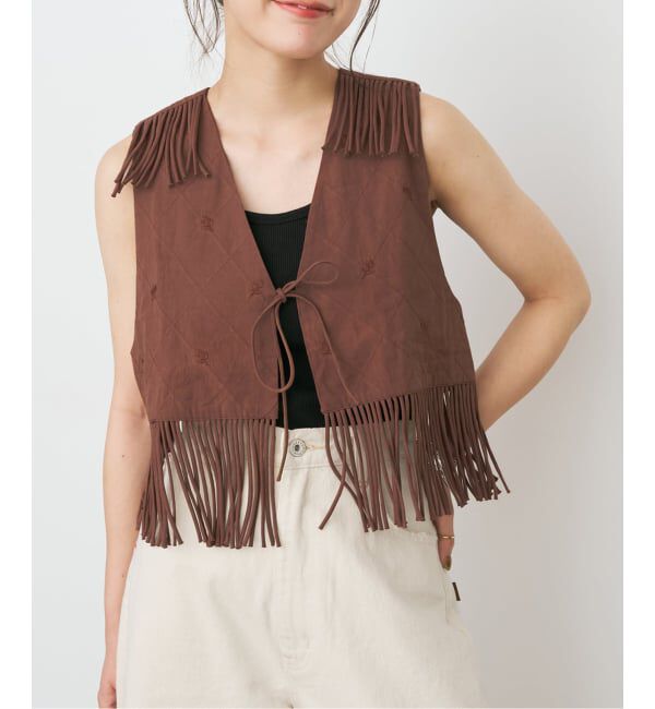 Spick and Span「crinkle crinkle crinkle 別注フリンジベスト*」|ダウンベスト・ベスト|