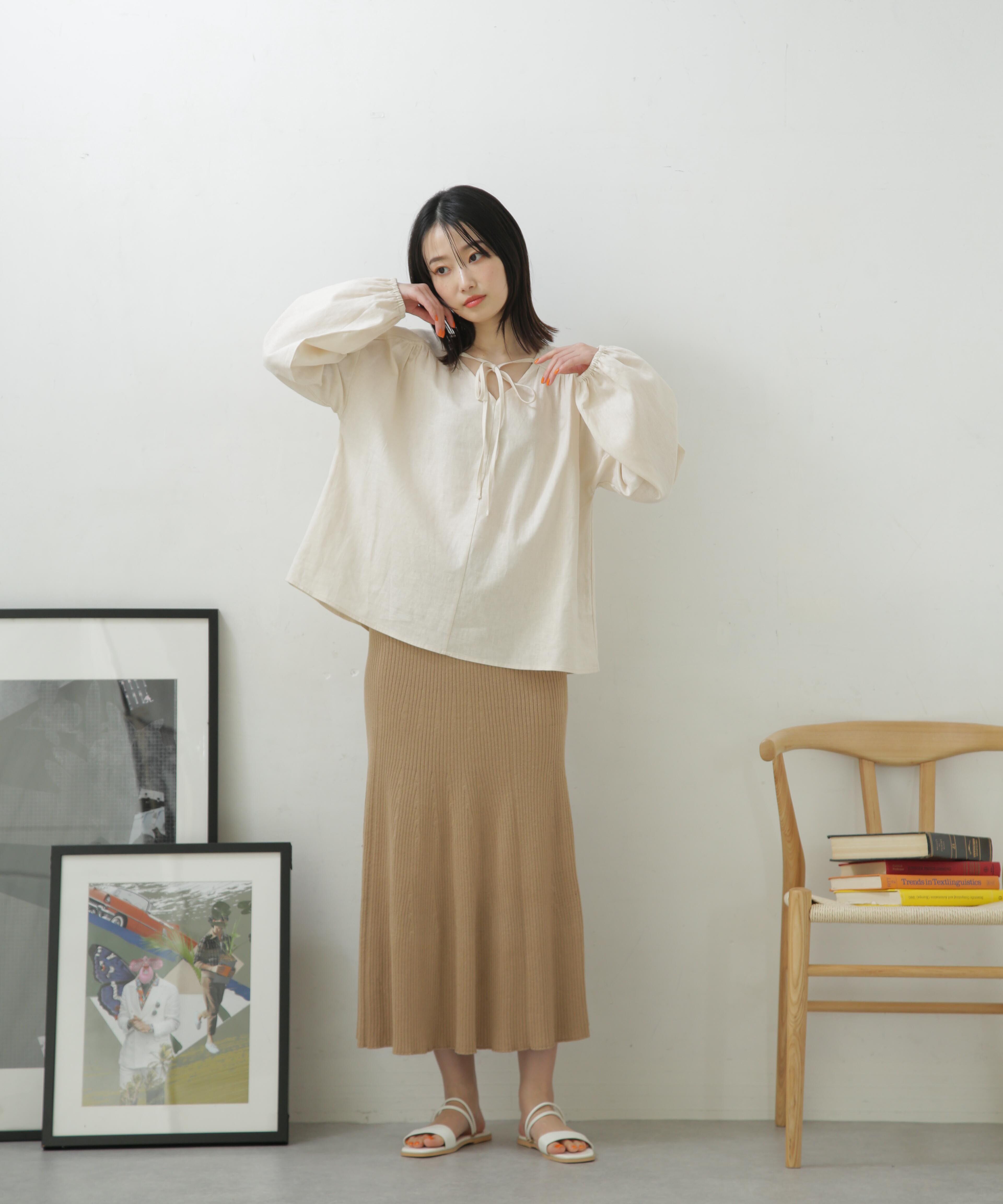 nano･universe「LB.04/リブフレアニットスカート」|スカート|ベージュ