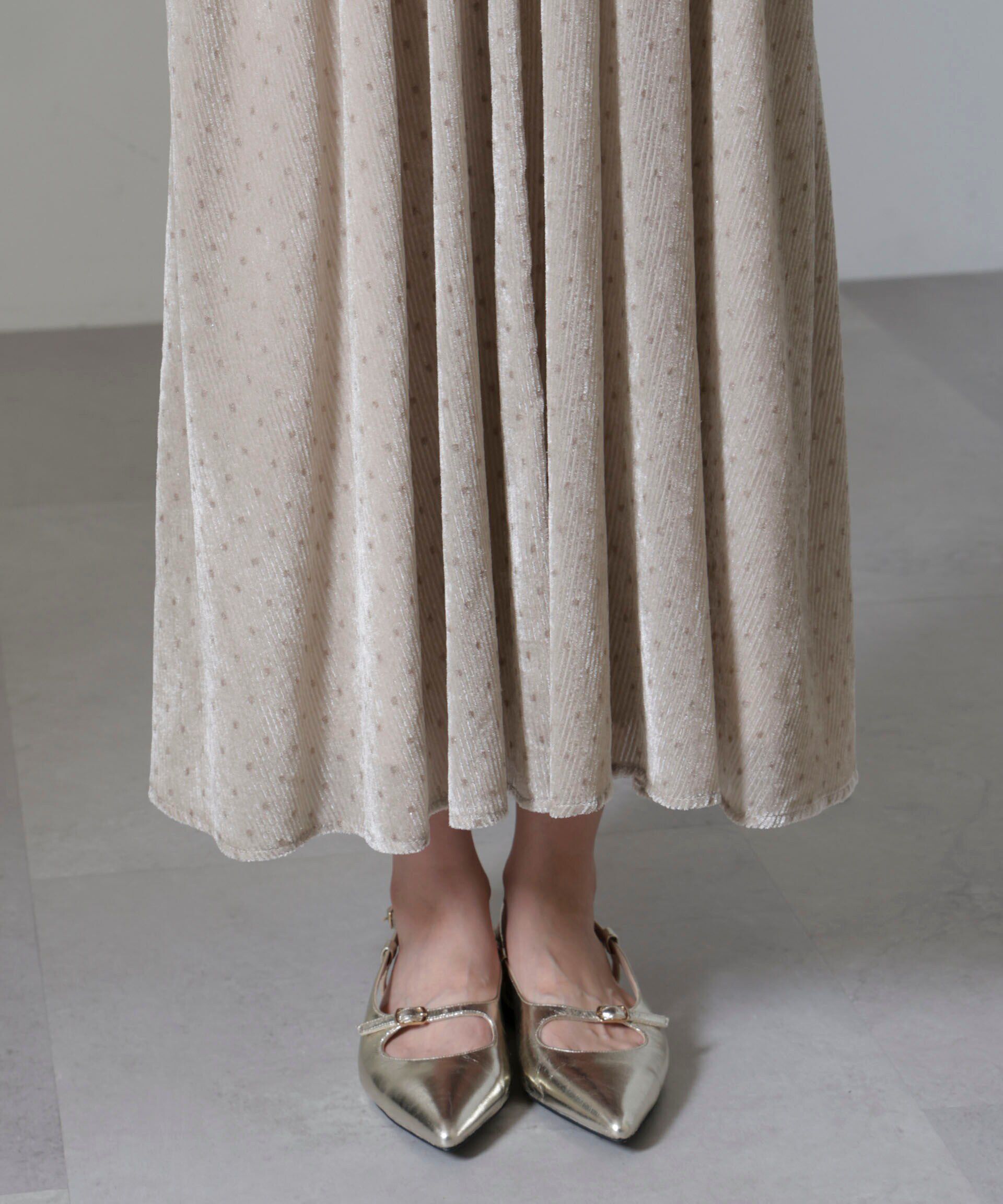 nano･universe「ストライプベロアギャザーワンピース」|ワンピース|