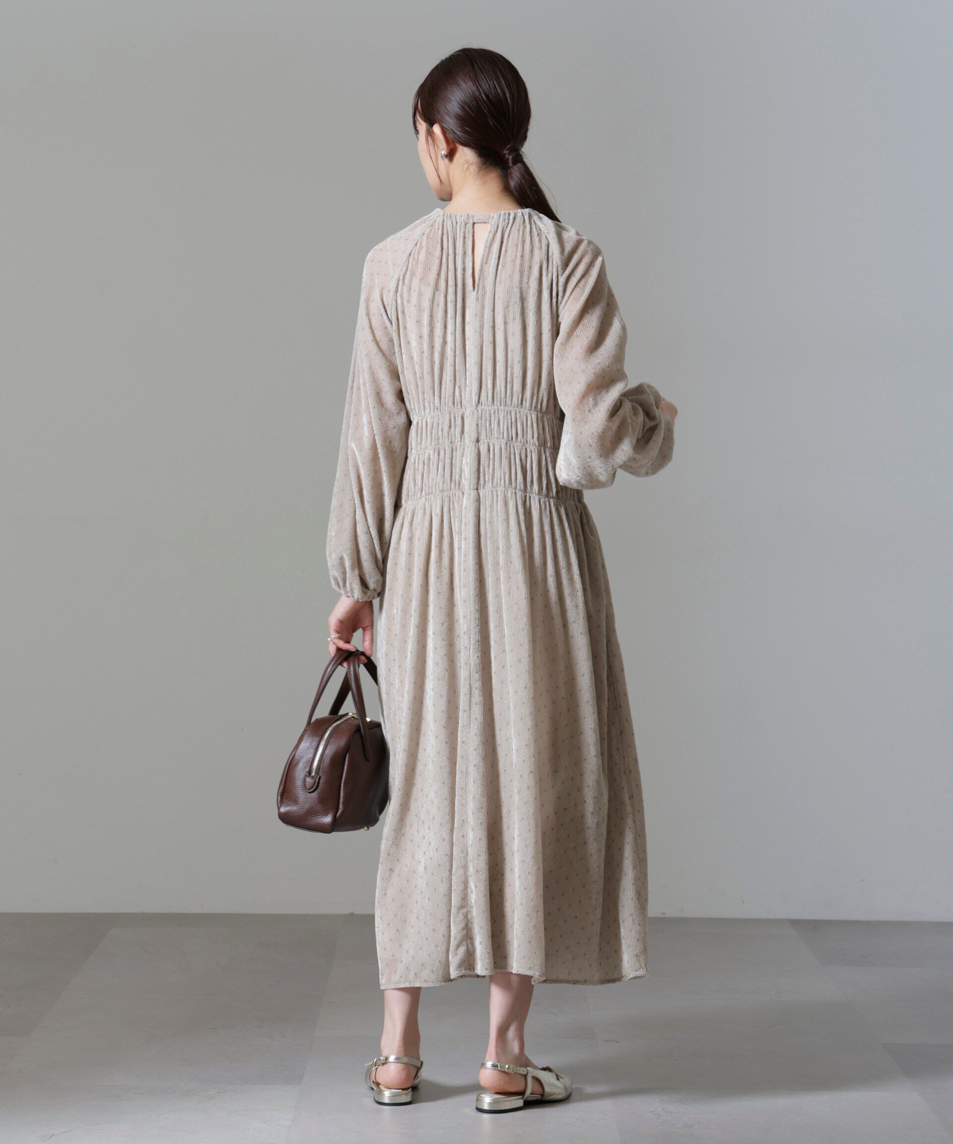 nano･universe「ストライプベロアギャザーワンピース」|ワンピース|