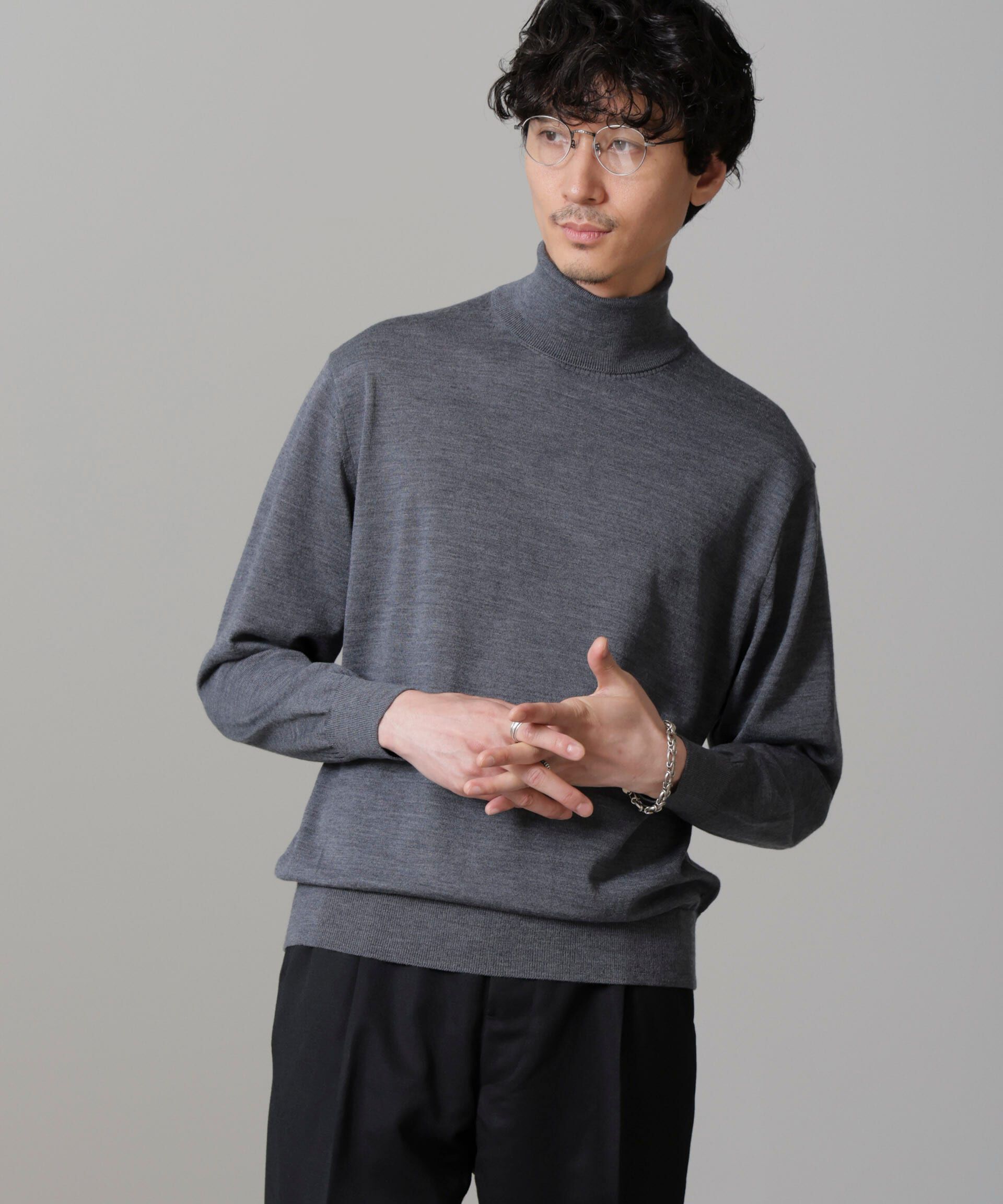 nano･universe「「毛玉レスニット」 ファインゲージタートルネック」|ニット・セーター|