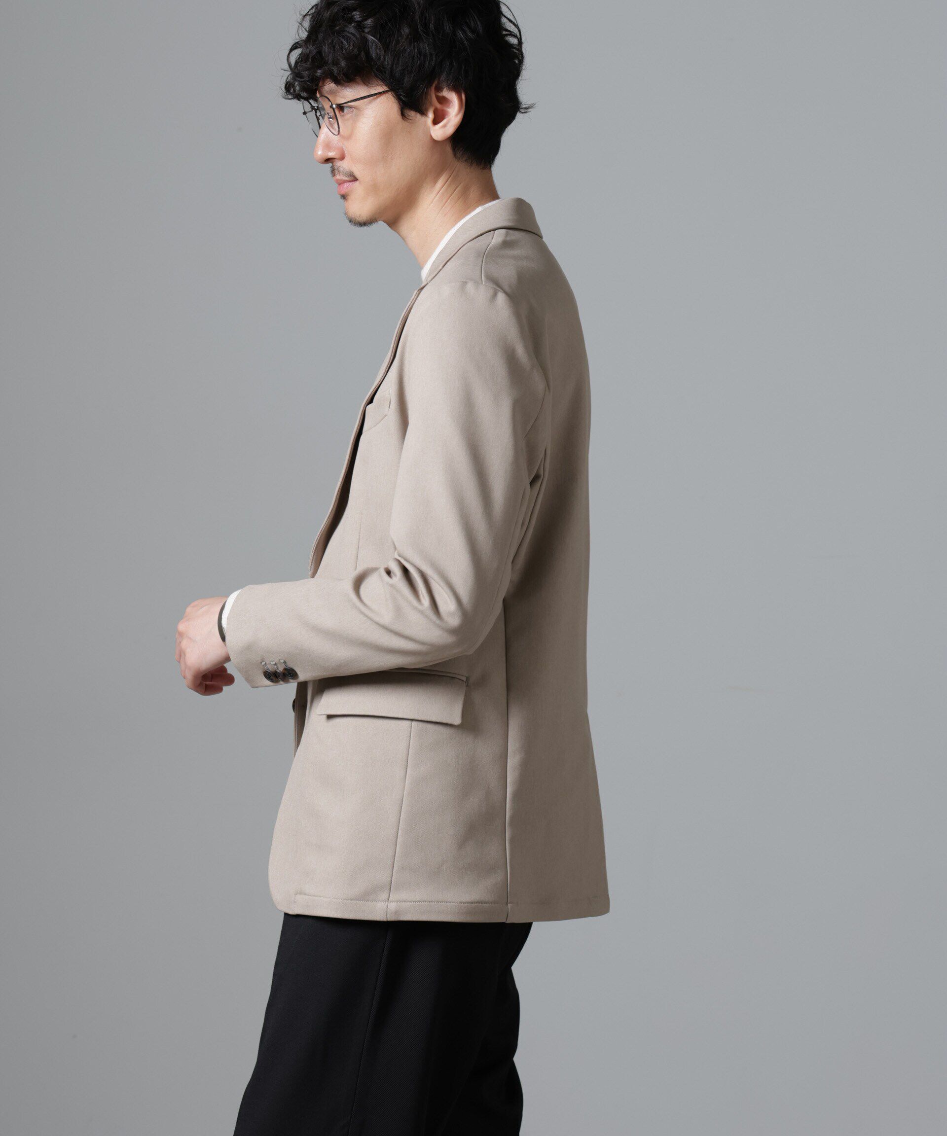 nano･universe「｢N JACKET BASIC｣CATINA(R)ﾒﾗﾝｼﾞ二重織ﾂｲﾙｽﾄﾚｯﾁｼﾞｬｹｯﾄ(ｾ 」|スーツ|
