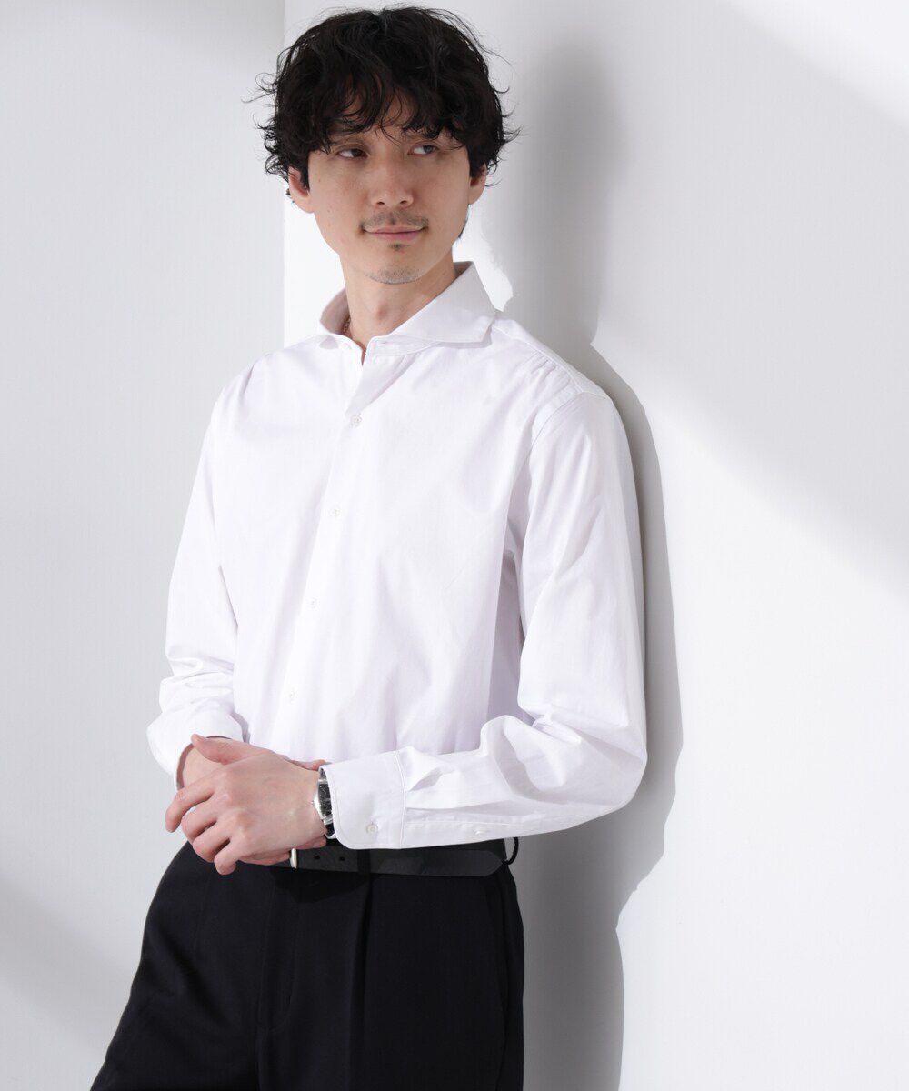 nano･universe「｢N shirt｣Anti Soaked(R) 汗染み防止ホリゾンタルカラーシャツ長袖」|シャツ・ブラウス|