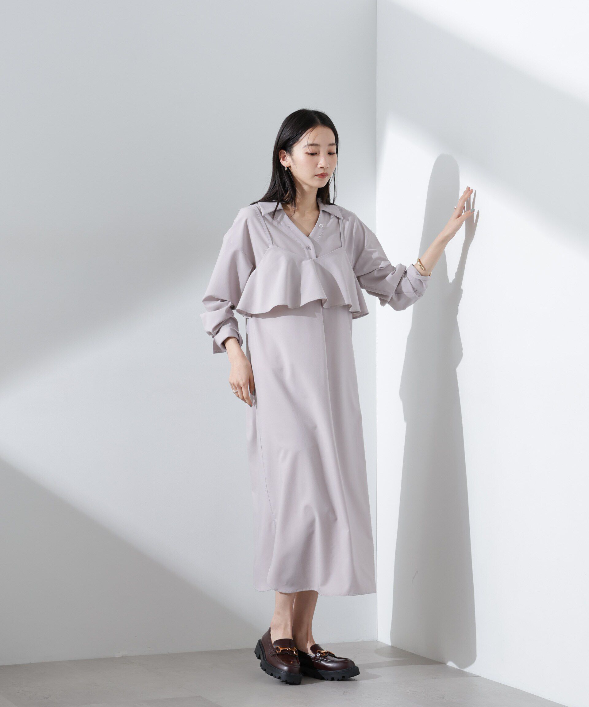 nano･universe「キャミソールビスチェ＋スキッパーワンピースSET」|ワンピース|