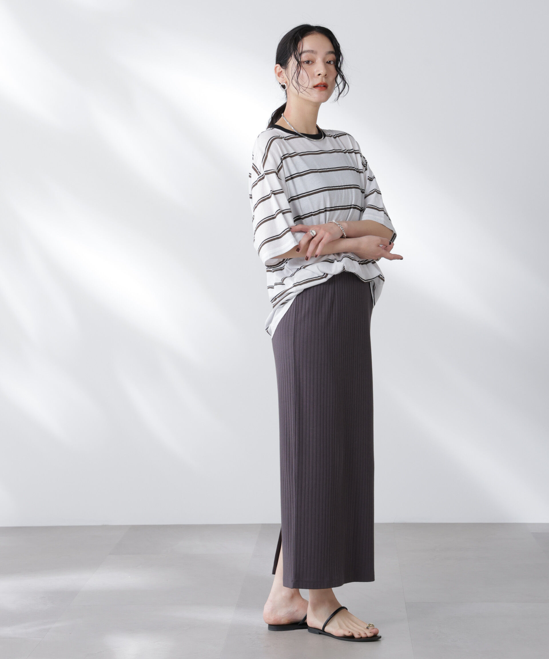 nano･universe「Anti Soaked(R) 汗染み防止リブタイトスカート（セットアップ可）」|スカート|