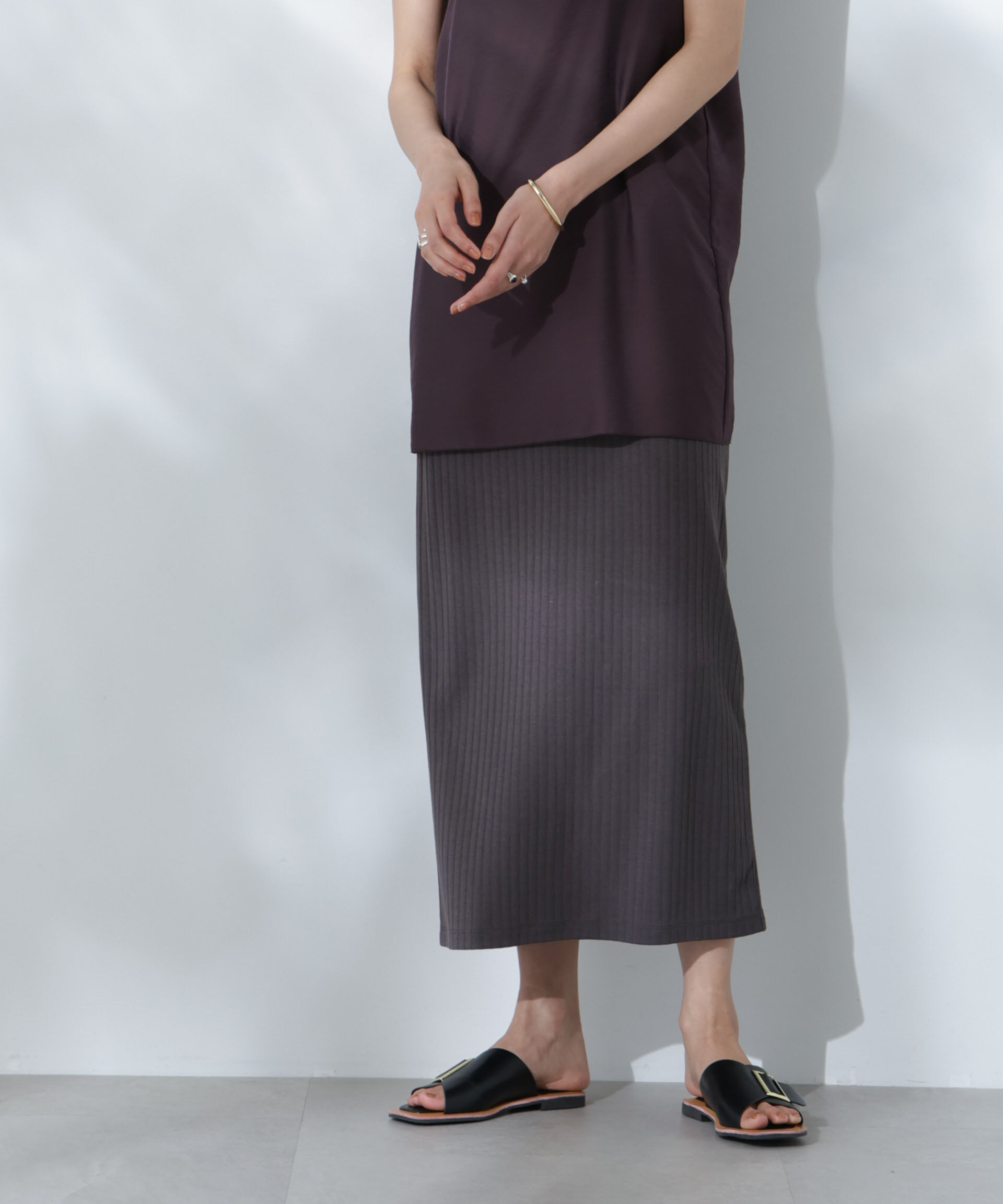 nano･universe「Anti Soaked(R) 汗染み防止リブタイトスカート（セットアップ可）」|スカート|