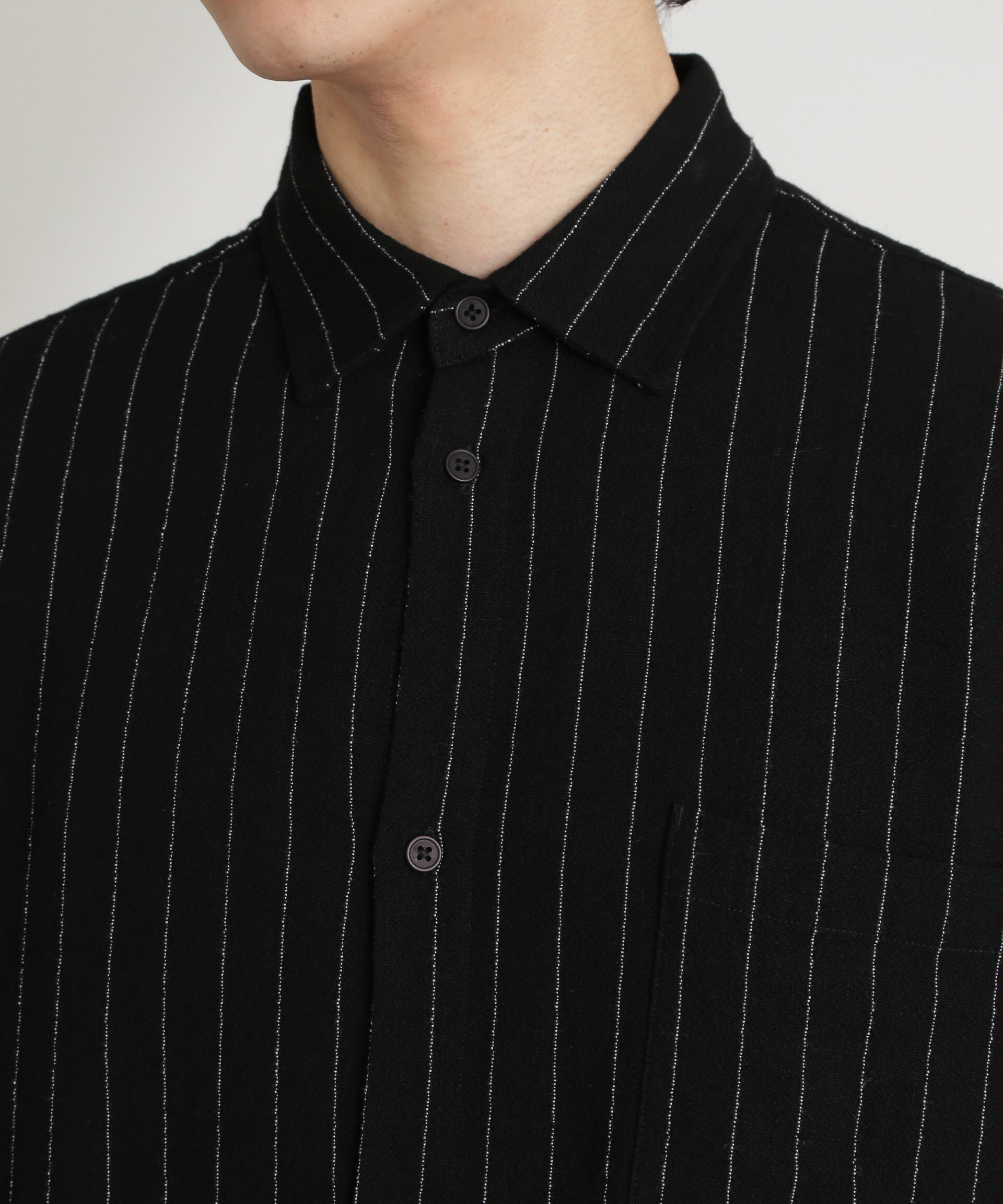 nano･universe「WEB限定/ピンストライプレギュラーカラーシャツ 長袖」|シャツ・ブラウス|