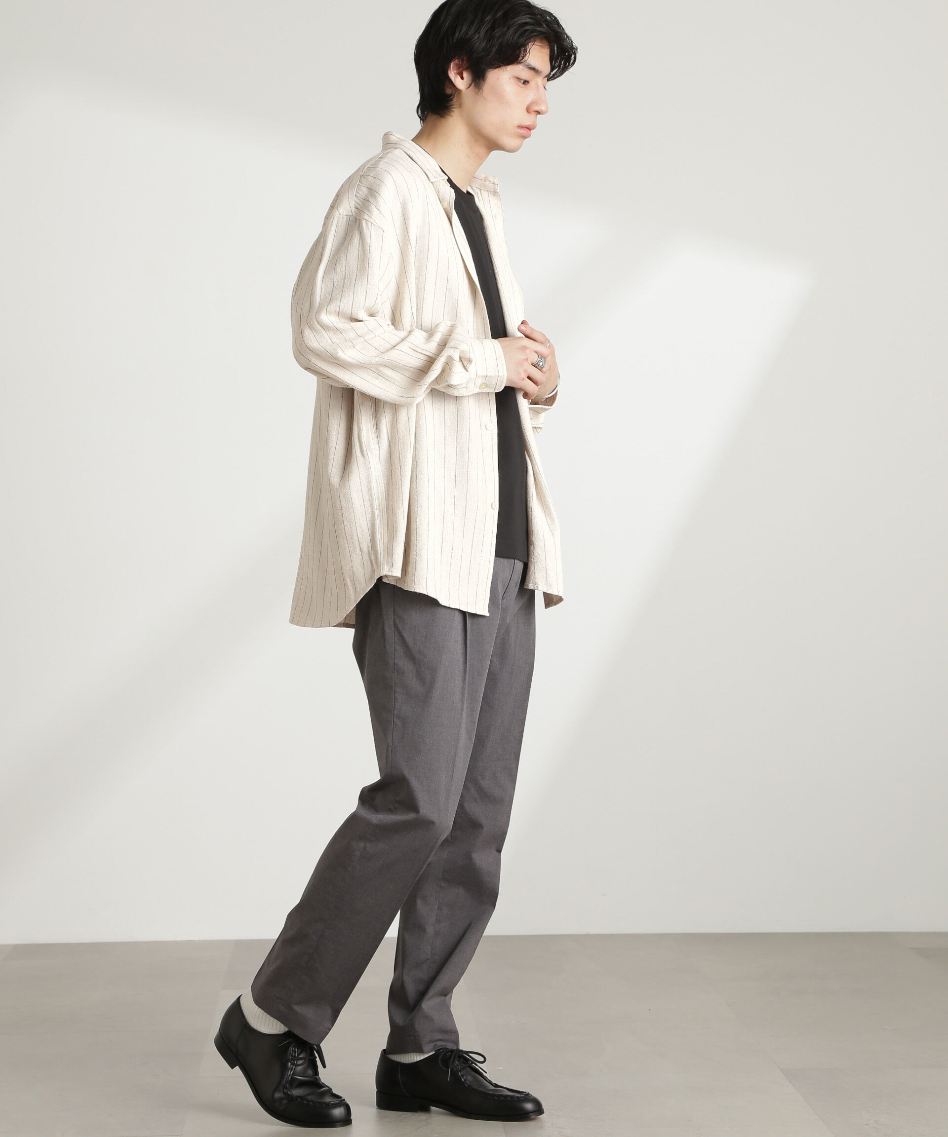 nano･universe「WEB限定/ピンストライプレギュラーカラーシャツ 長袖」|シャツ・ブラウス|