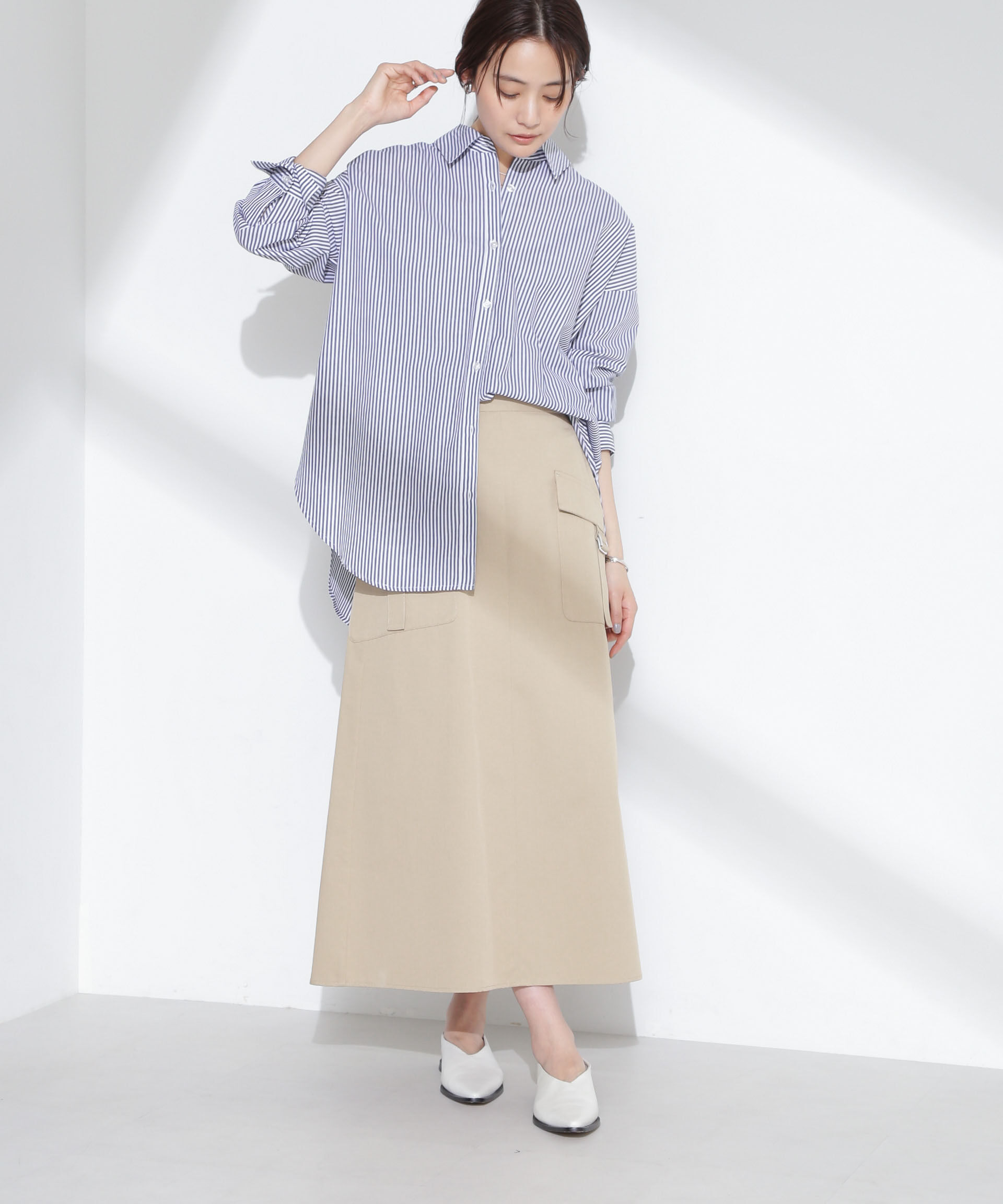 nano･universe「フラップポケットフレアスカート」|スカート|