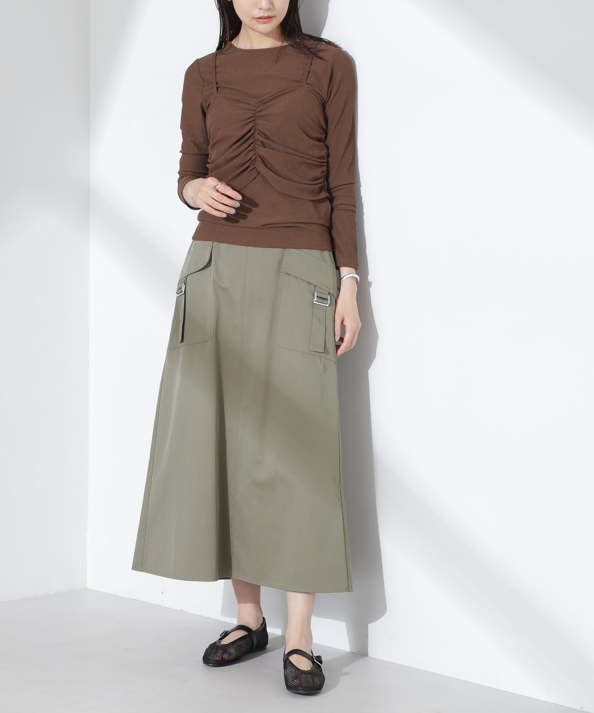 nano･universe「フラップポケットフレアスカート」|スカート|