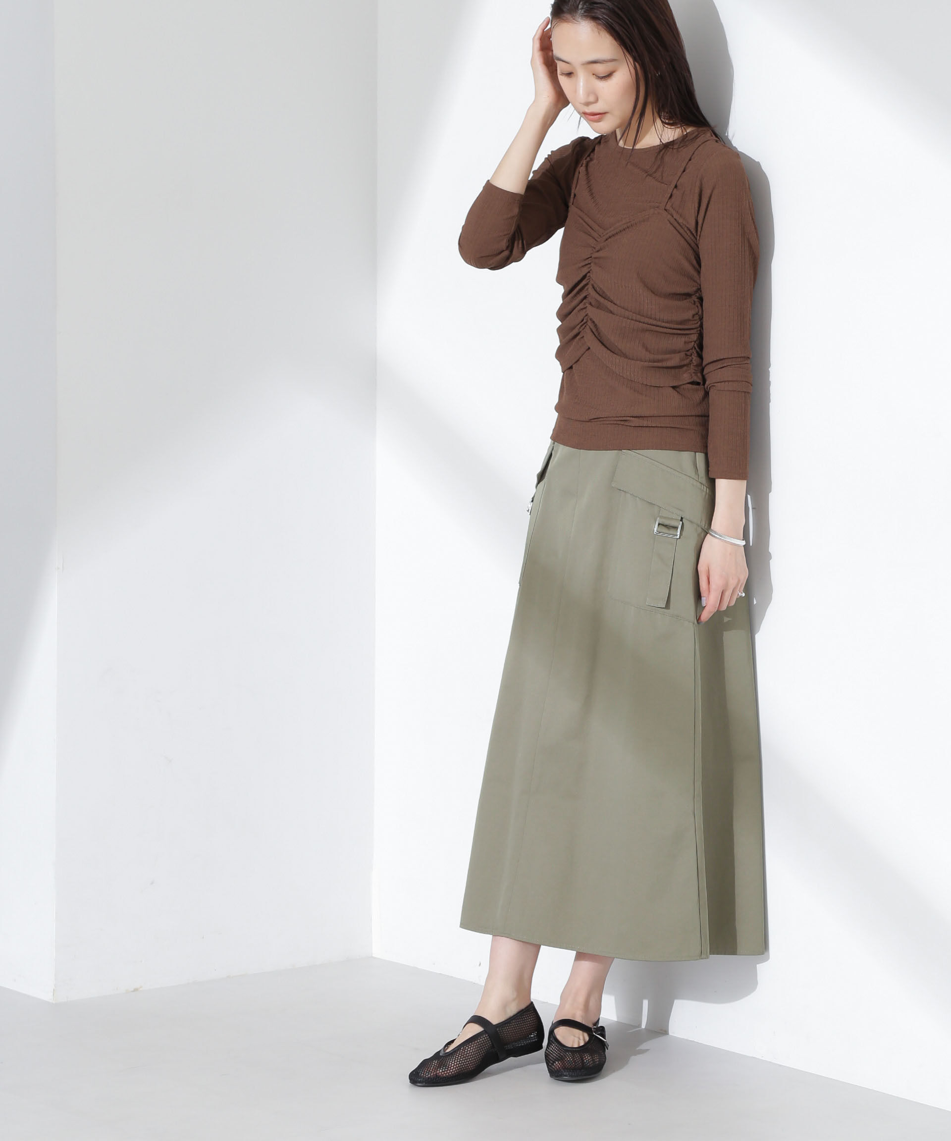 nano･universe「フラップポケットフレアスカート」|スカート|