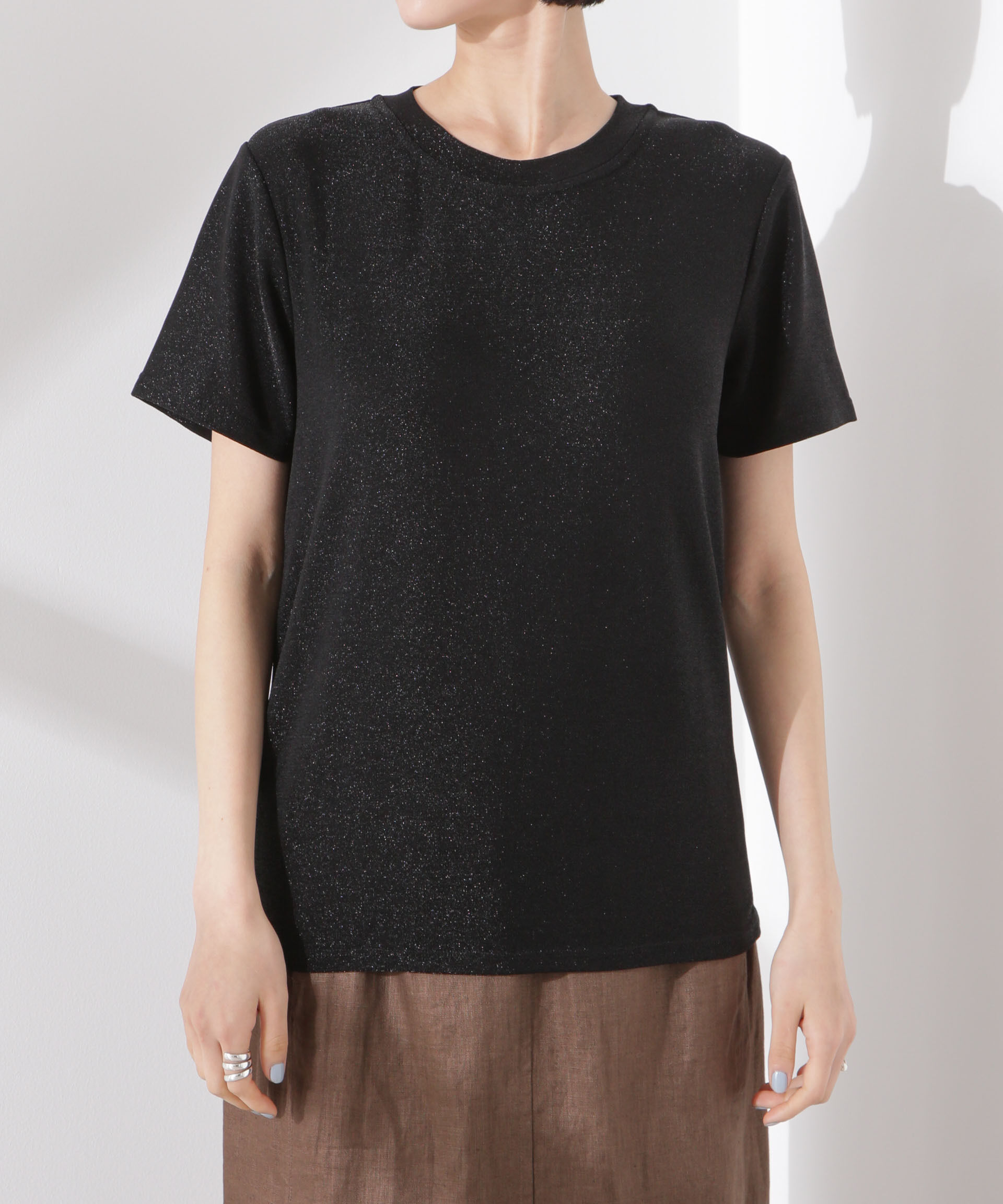 nano･universe「ラメカットクルーネックＴシャツ」|Tシャツ・カットソー|