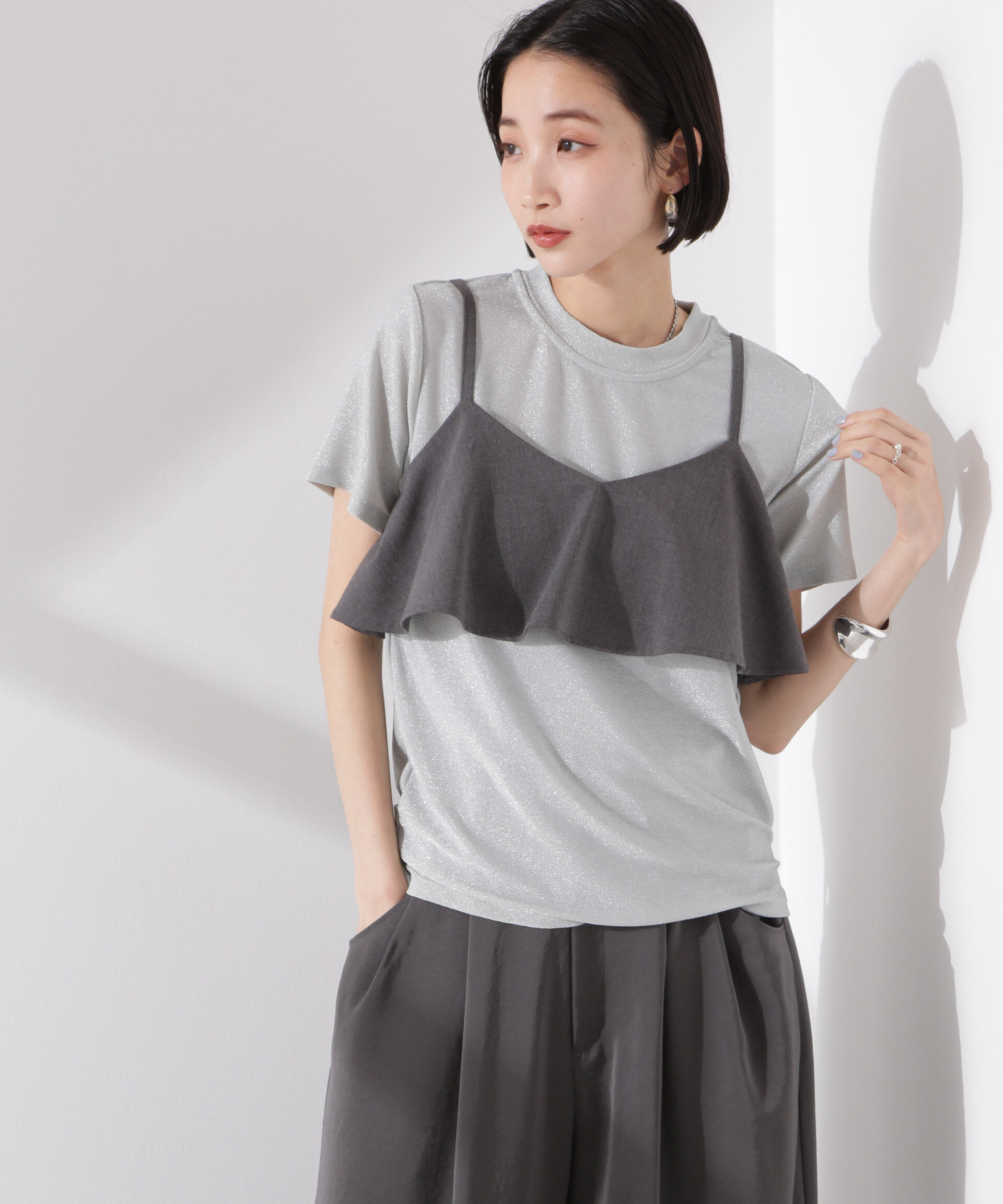 nano･universe「ラメカットクルーネックＴシャツ」|Tシャツ・カットソー|