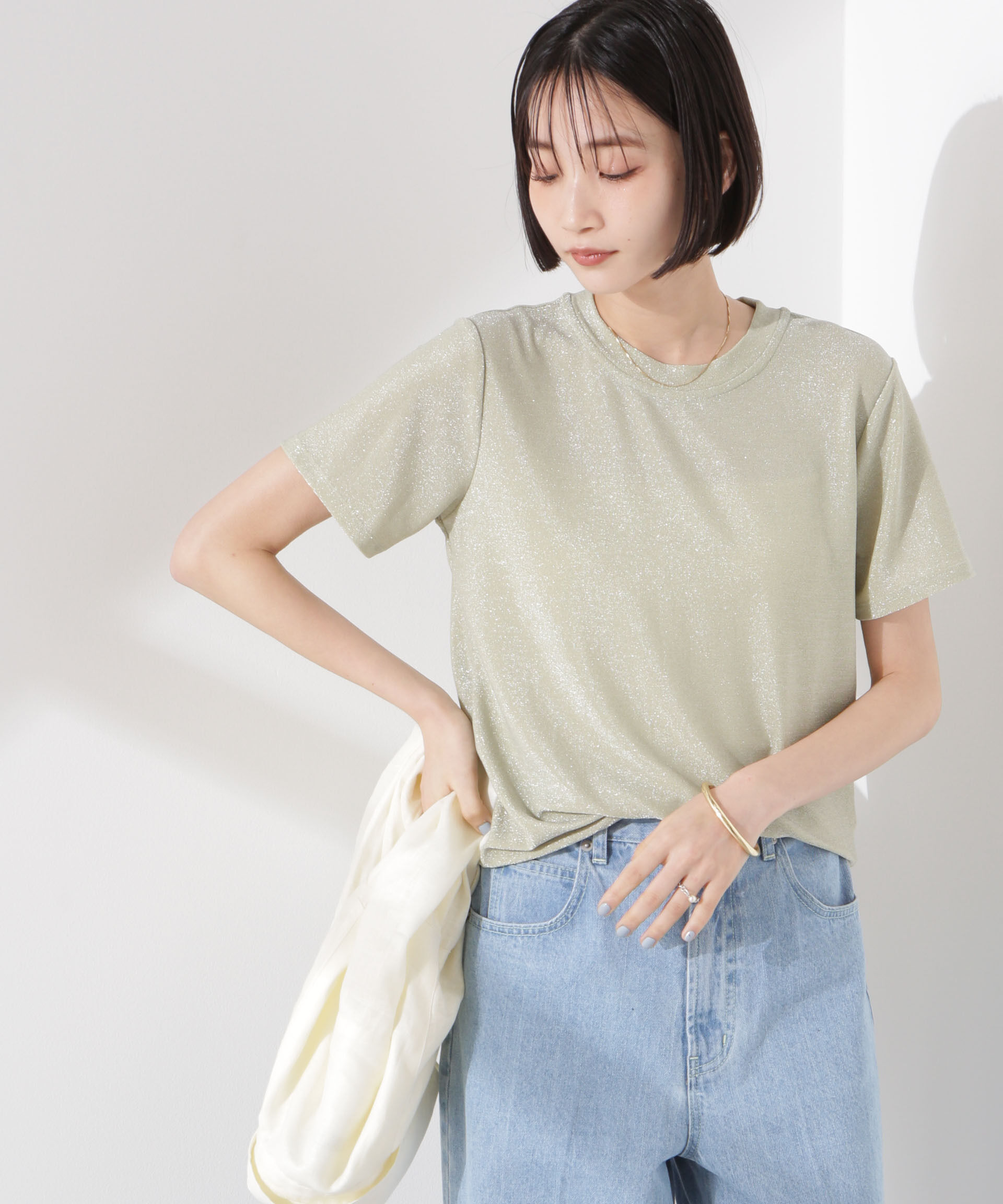 nano･universe「ラメカットクルーネックＴシャツ」|Tシャツ・カットソー|