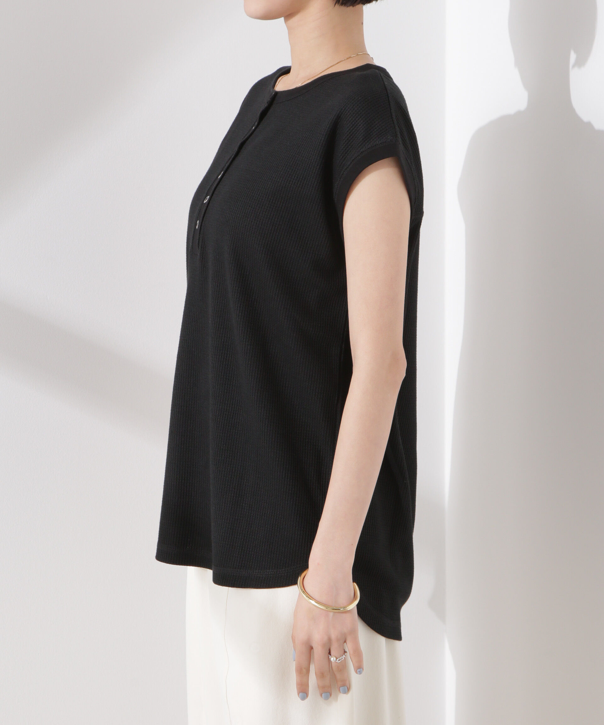 nano･universe「ワッフルヘンリーノースリーブトップス」|Tシャツ・カットソー|