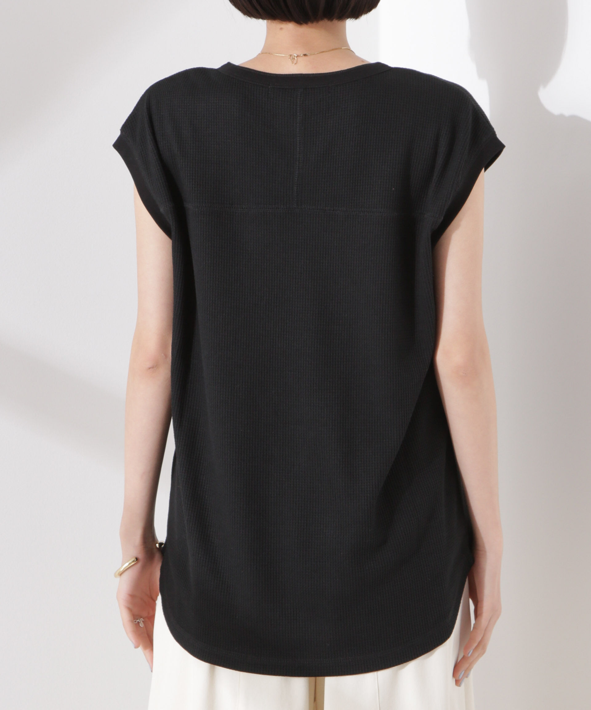 nano･universe「ワッフルヘンリーノースリーブトップス」|Tシャツ・カットソー|