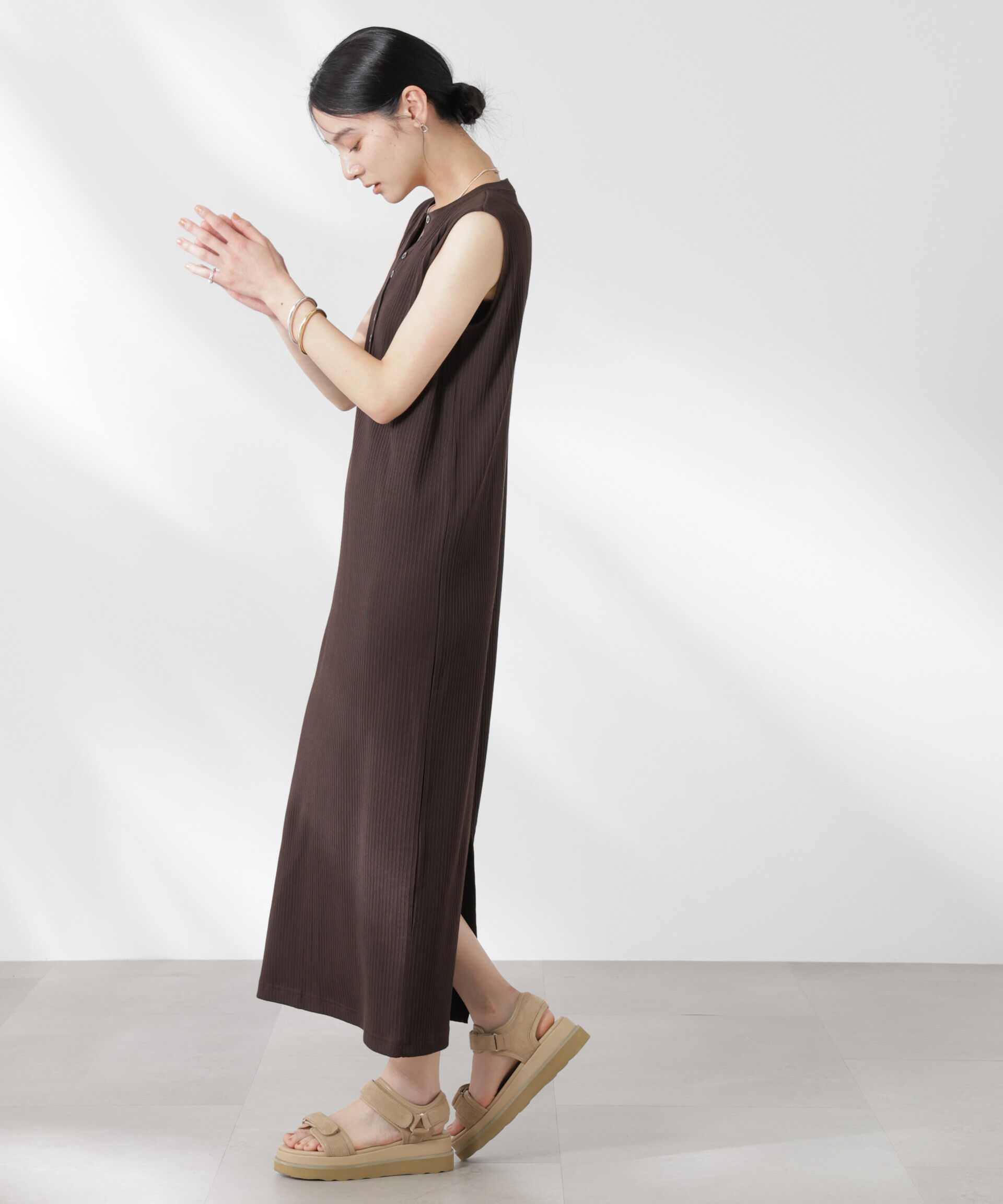 nano･universe「ヘンリーネックドライテレコワンピース」|ワンピース|