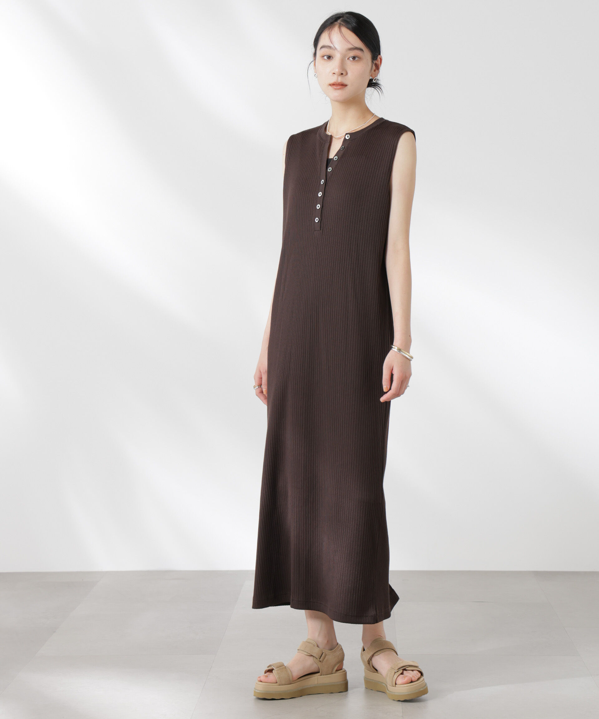 nano･universe「ヘンリーネックドライテレコワンピース」|ワンピース|