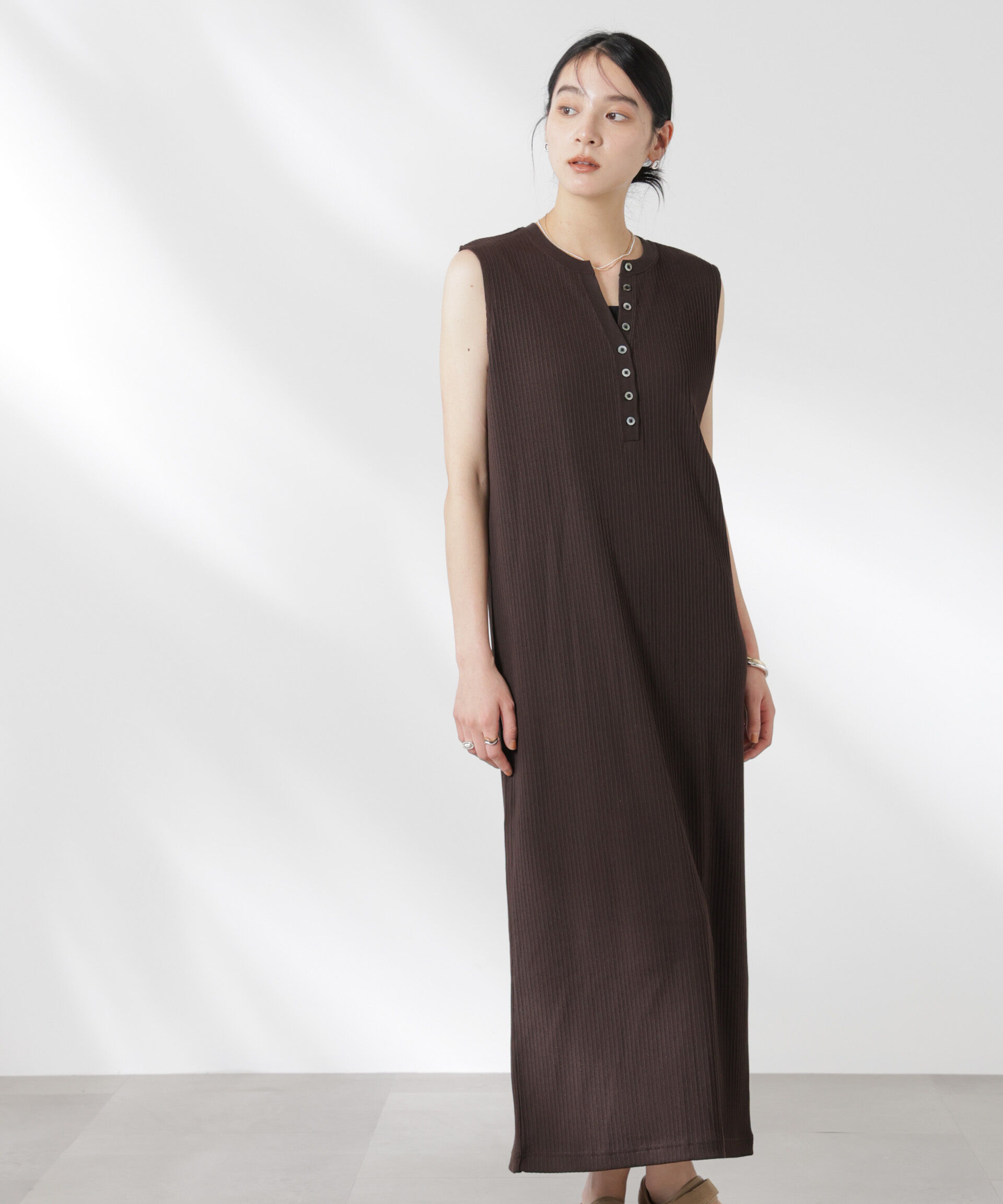 nano･universe「ヘンリーネックドライテレコワンピース」|ワンピース|