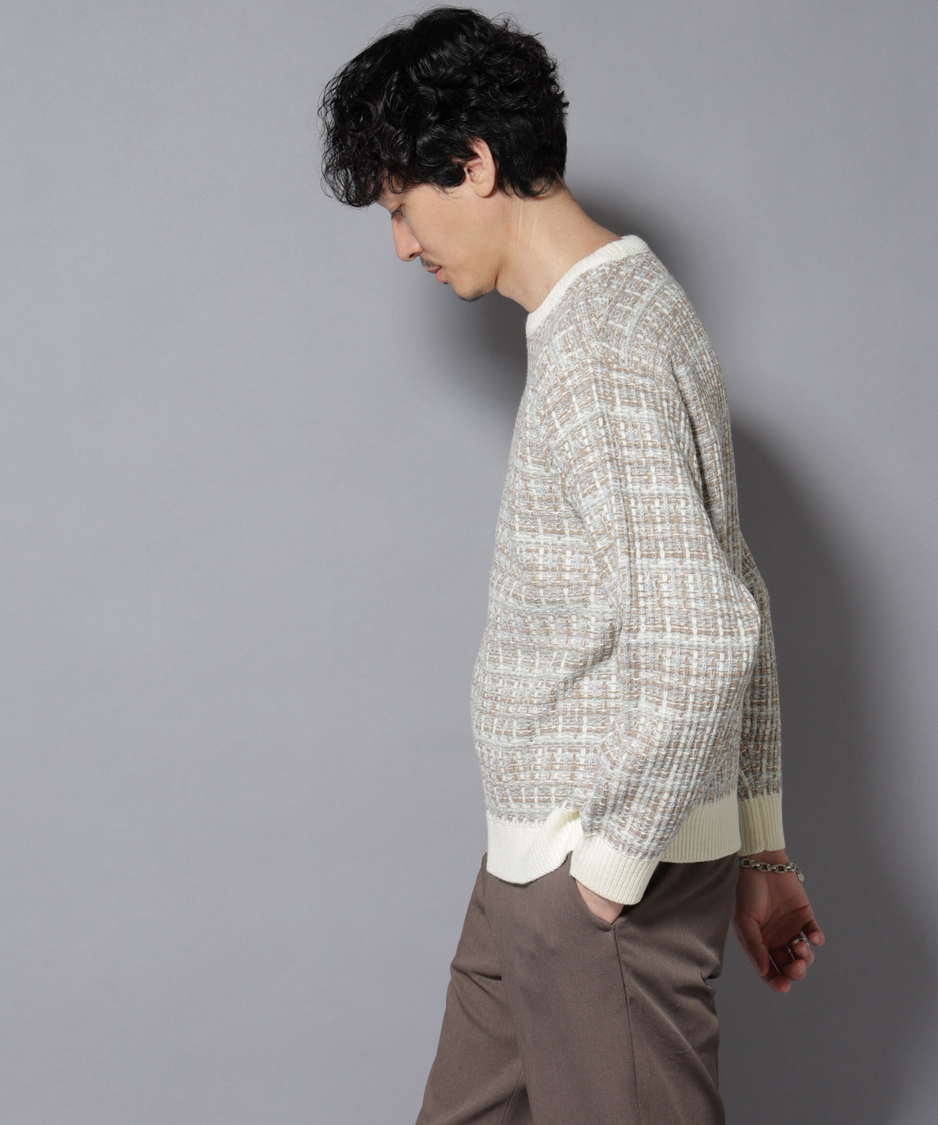 nano･universe「ツイードジャガードニット」|ニット・セーター|