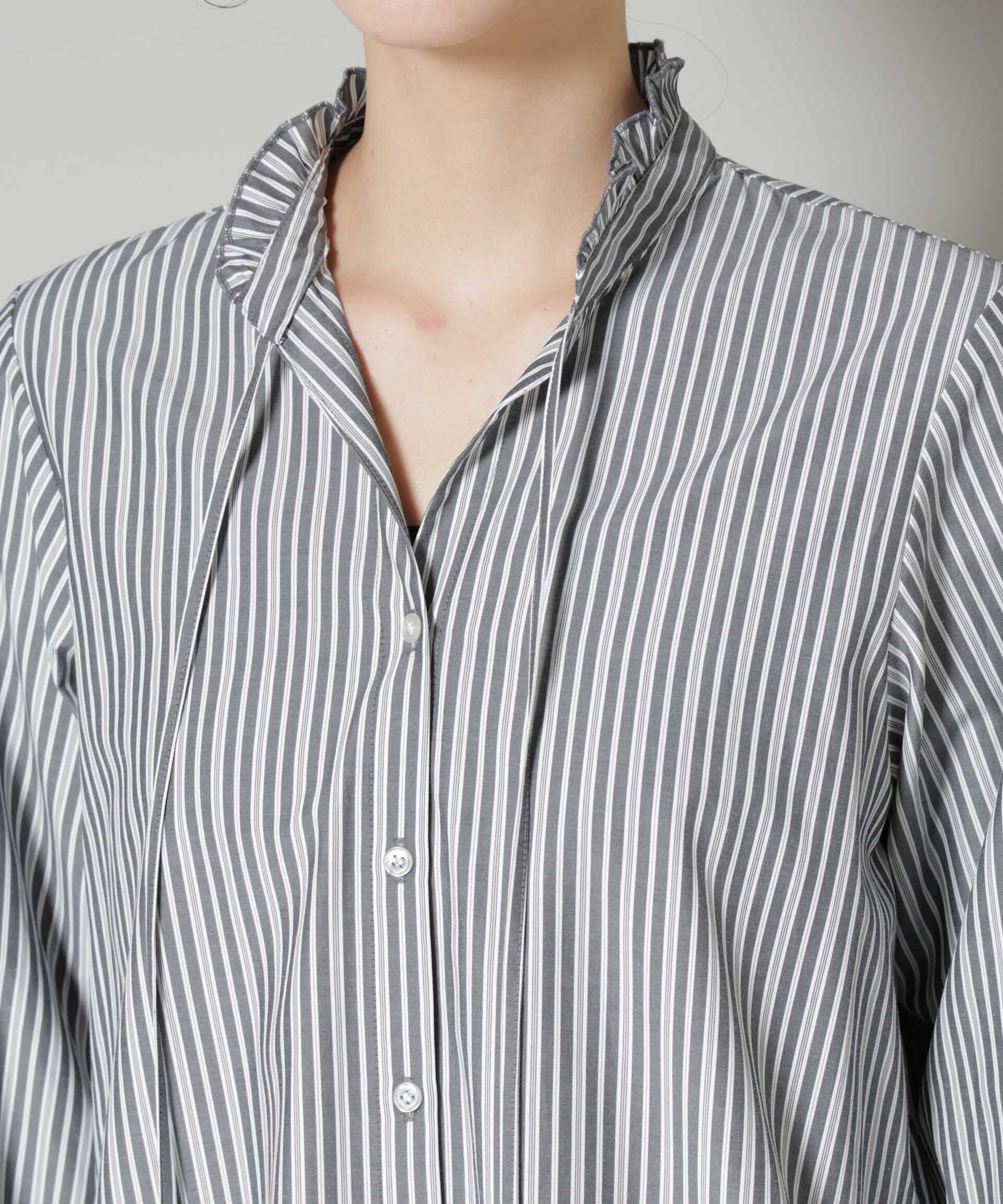 nano･universe「ストライプフリルシャツ」|シャツ・ブラウス|