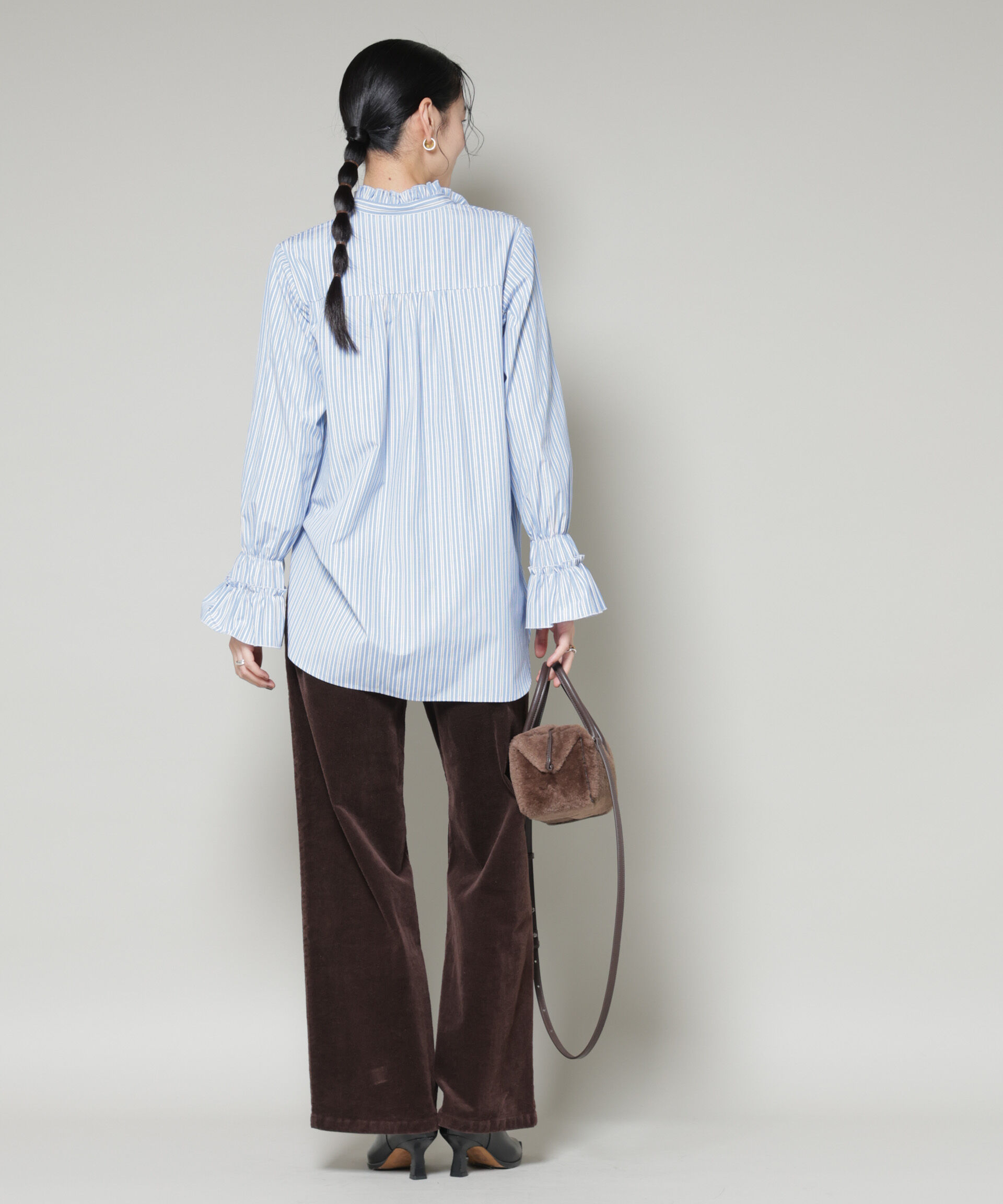 nano･universe「ストライプフリルシャツ」|シャツ・ブラウス|