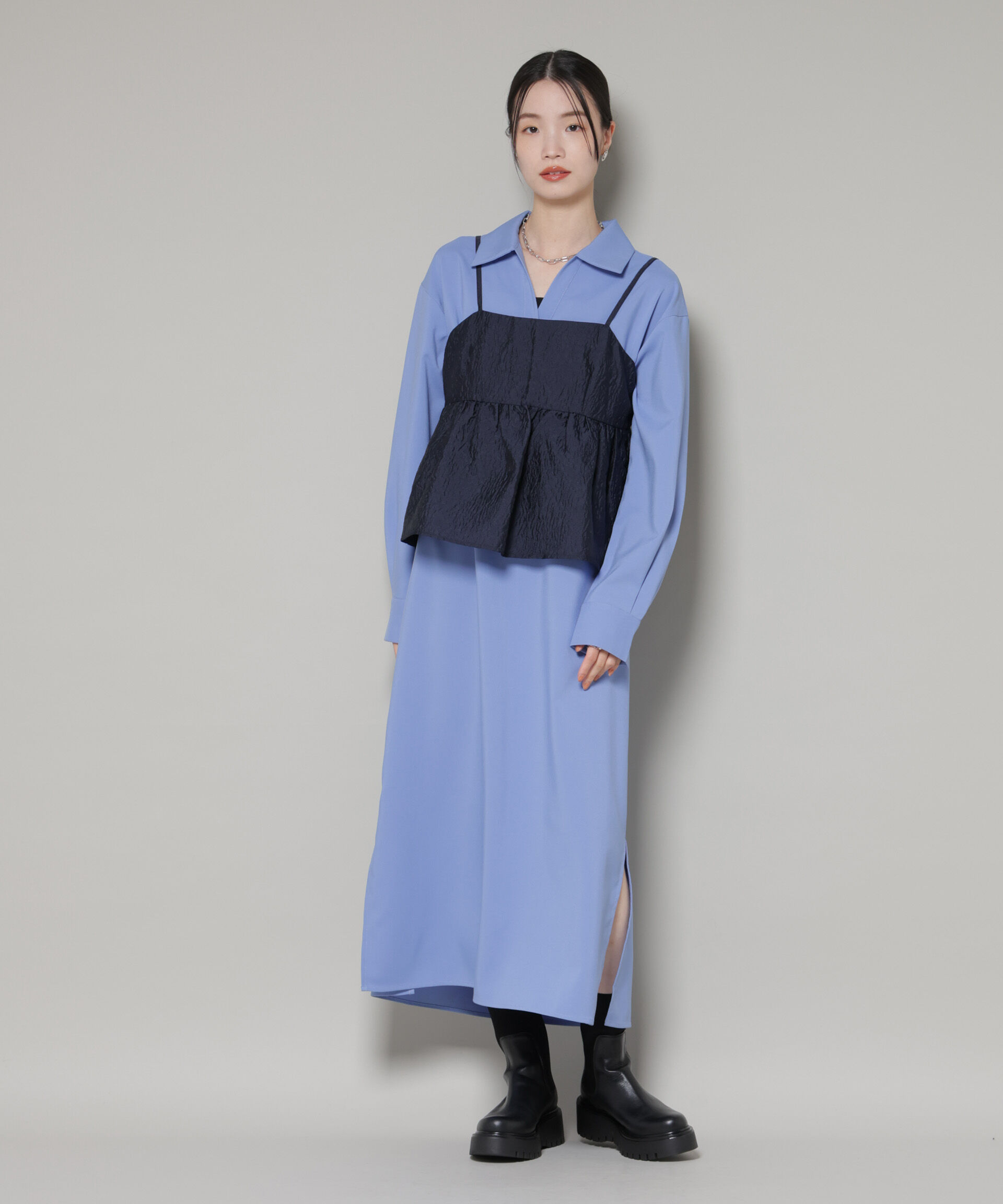 nano･universe「キャミビスチェ&times;スキッパーワンピース アンサンブルセット」|ワンピース|