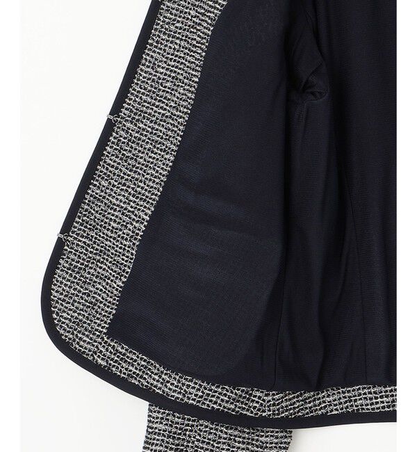 ANY SIS「シャイニーストレッチツイード ジャケット」|ノーカラージャケット|