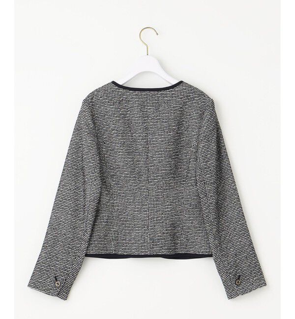 ANY SIS「シャイニーストレッチツイード ジャケット」|ノーカラージャケット|