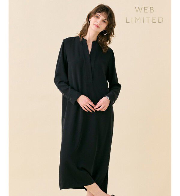 BEIGE,「【WEB限定・洗える】CELOSIA / クロスオーバーVネックワンピース」|ワンピース|Black