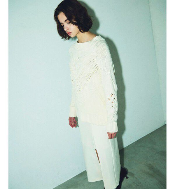 GRACE CONTINENTAL「クロシェケーブルニットトップ」|ニット・セーター|