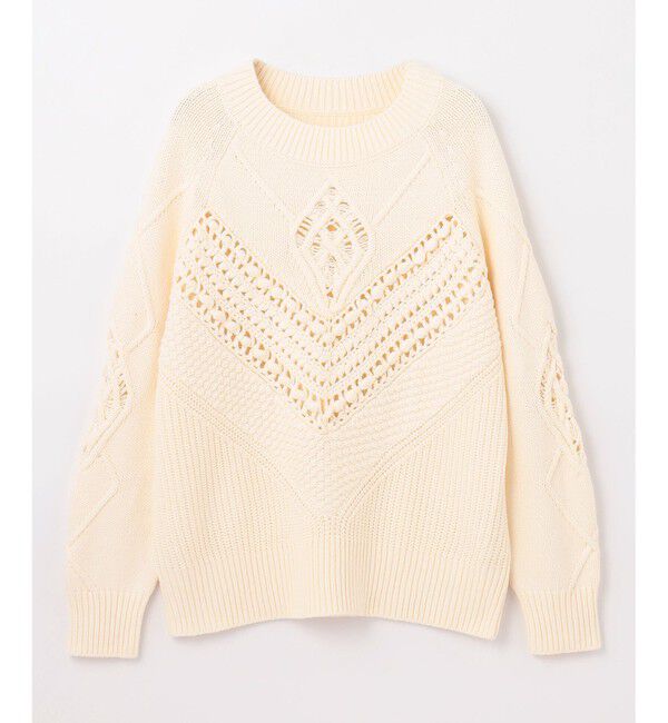 GRACE CONTINENTAL「クロシェケーブルニットトップ」|ニット・セーター|