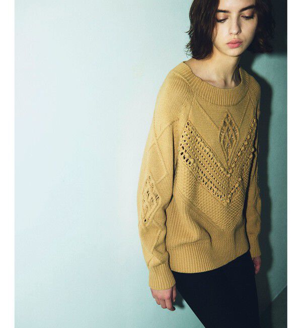 GRACE CONTINENTAL「クロシェケーブルニットトップ」|ニット・セーター|