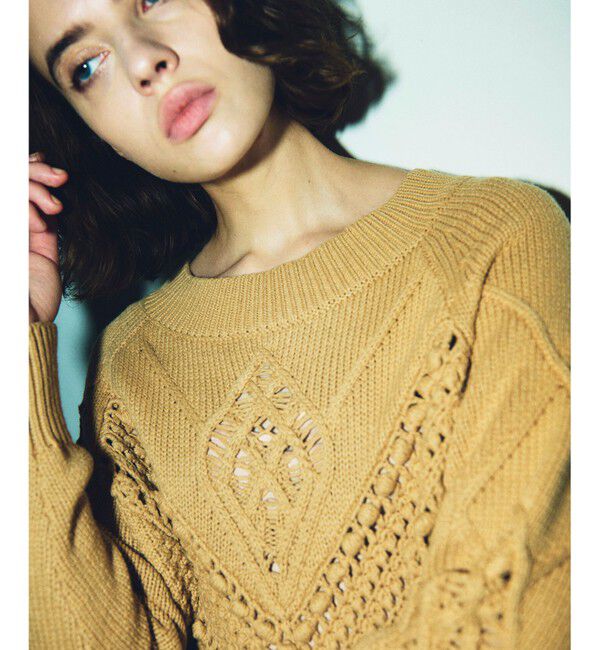 GRACE CONTINENTAL「クロシェケーブルニットトップ」|ニット・セーター|